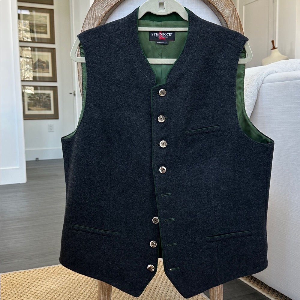 NWOT Steinbock Gray Flannel Waistcoat Vest US 44 / L-XL
